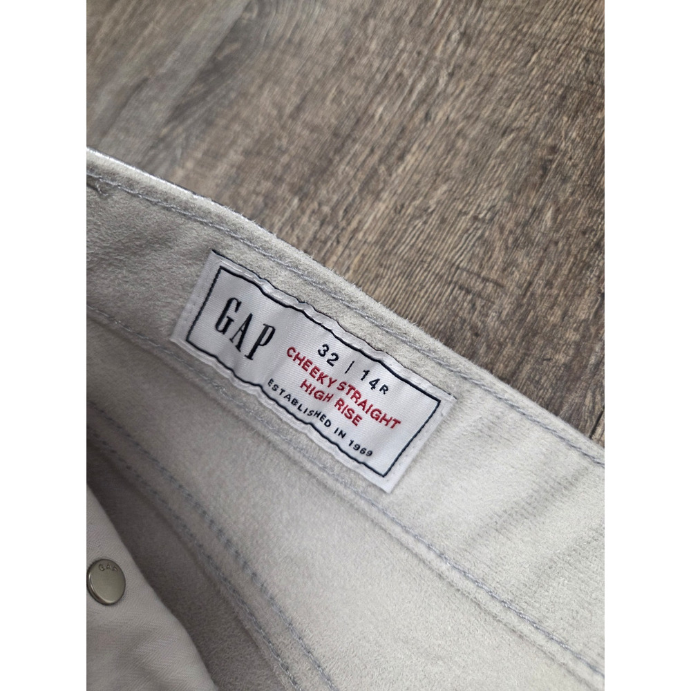 Gap High Rise Vegan Leather Cheeky Straight Pants, Metallic Silver 32/14 NEW - Picture 3 of 5